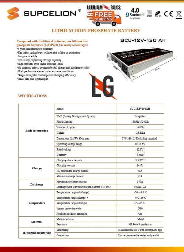 SCU 12v-150Ah Spec Sheet